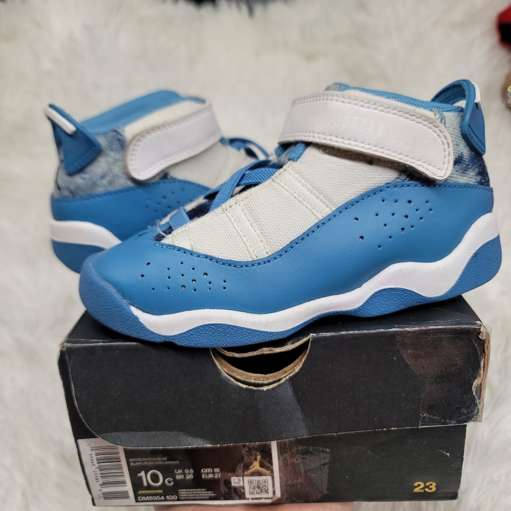 JORDANS 6 Rings Retro Sneakers Toddler 10C Shoes Dutch Blue & White DM8954-100